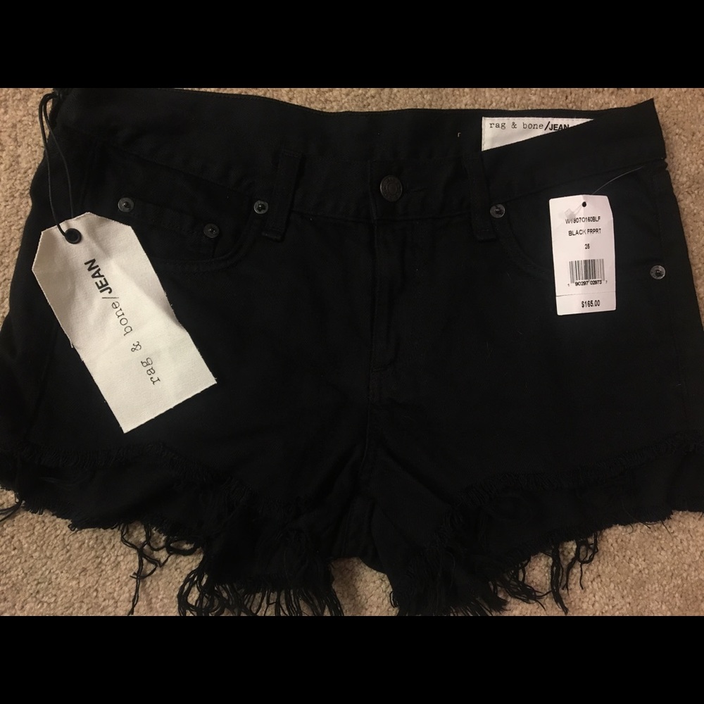 Rag & Bone Black Denim Cutoff Shorts